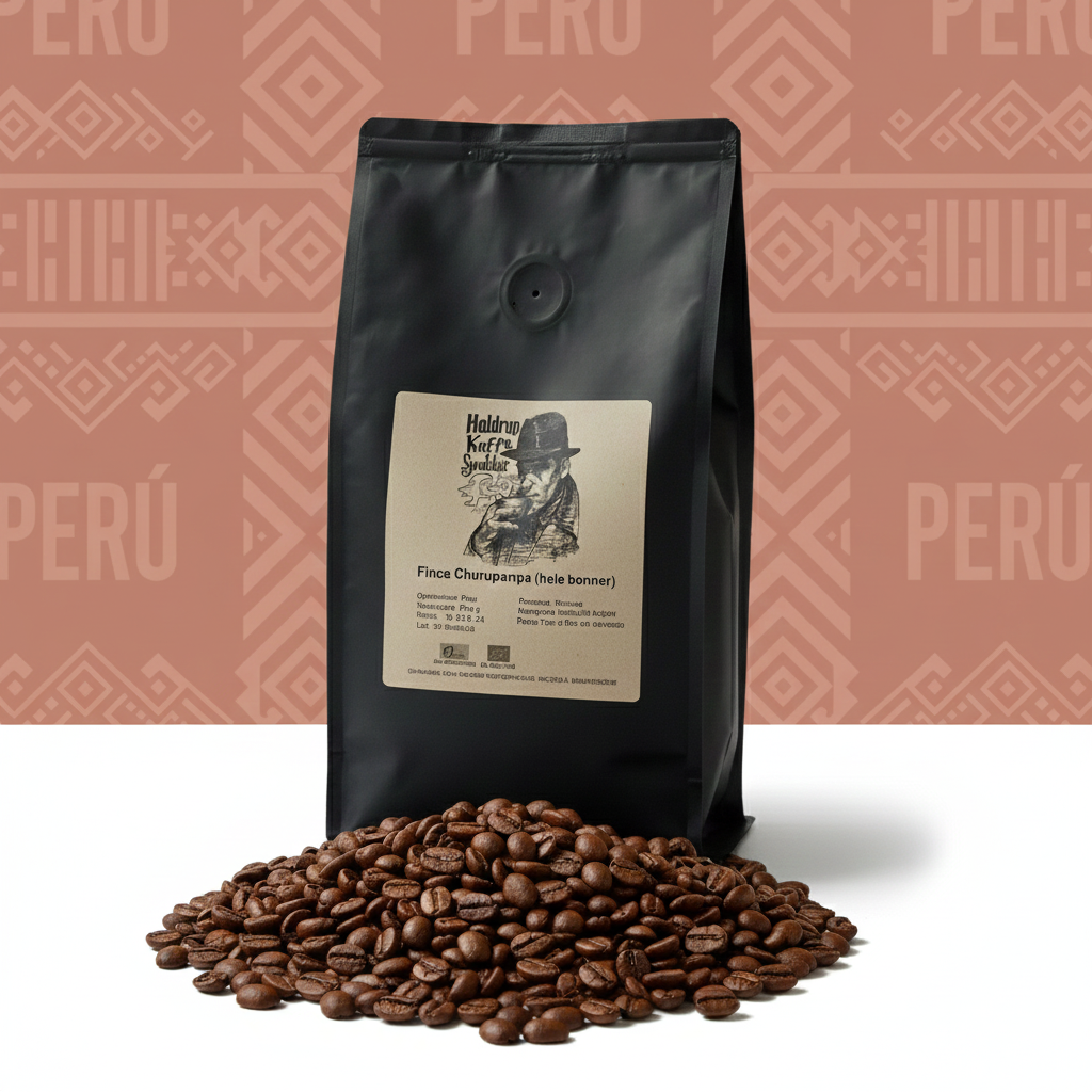 Medium-mørk ristet Peru Finca Churupampa single origin fra Cajamarca, Typica og Bourbon, washed proces