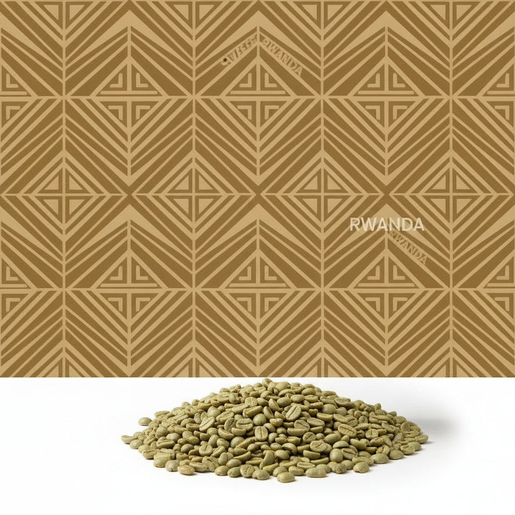 Grønne kaffebønner fra Rwanda Abakundakawa Rushashi-kooperativet, Bourbon-varietet og washed proces, før ristning